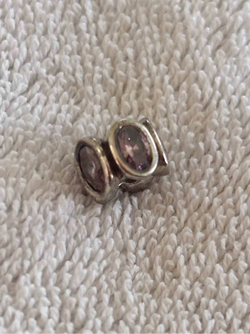 Pandora Sterling Silver Pink stone Bead Charm